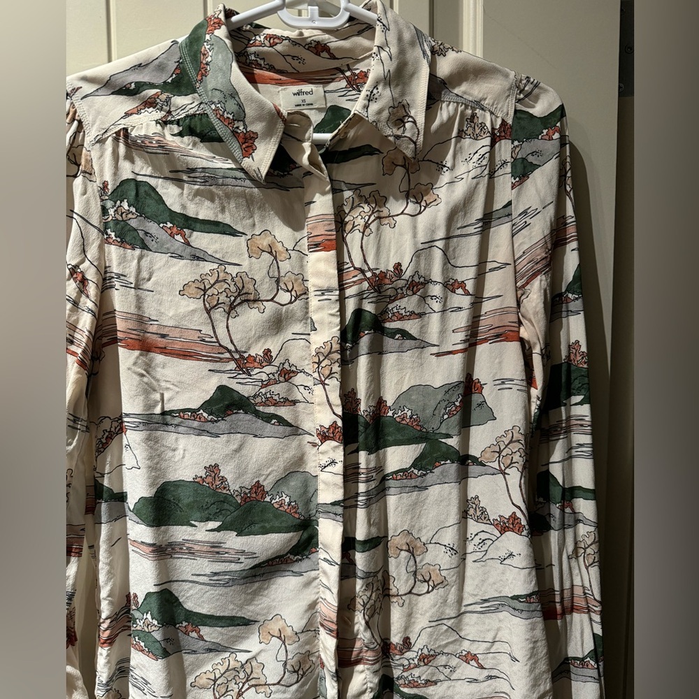 Aritzia silk button blouse